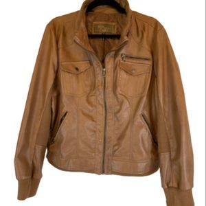 Ci Sono by Cavalini Vegan Leather Jacket Camel 1X